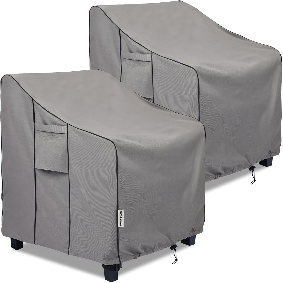 Gray patio chair covers, 2 pack — original product photo.