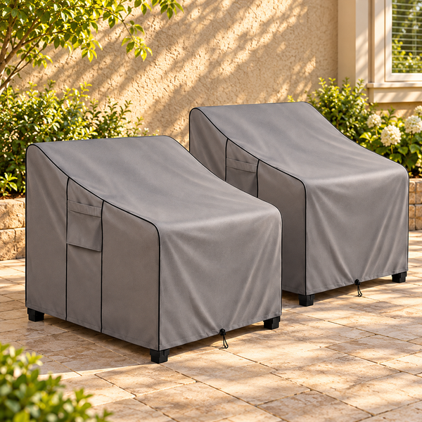Chair covers in a sunlit outdoor setting